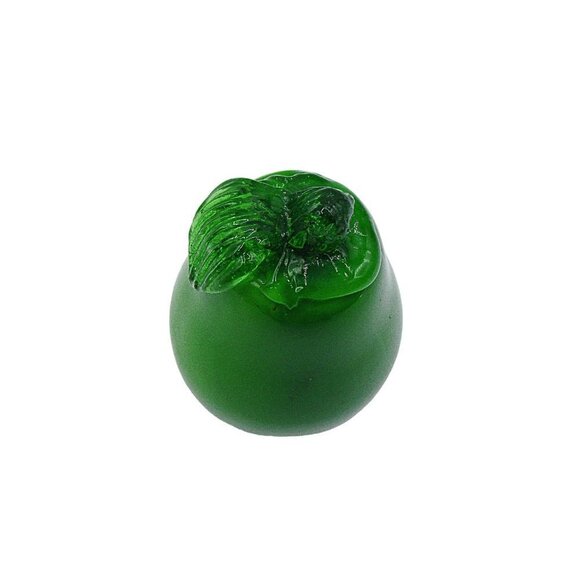 Vintage Glass Art Pear Fruit Decor Stem Leaf Bright Green 4x3" Hand Blown - Picture 3 of 9